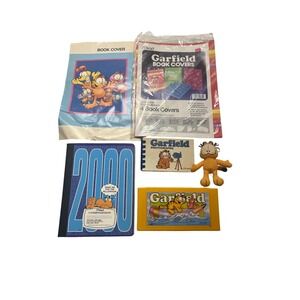 Vintage Garfield Lot Mead Book Covers Composition Notebook Pencil Box Keychain
